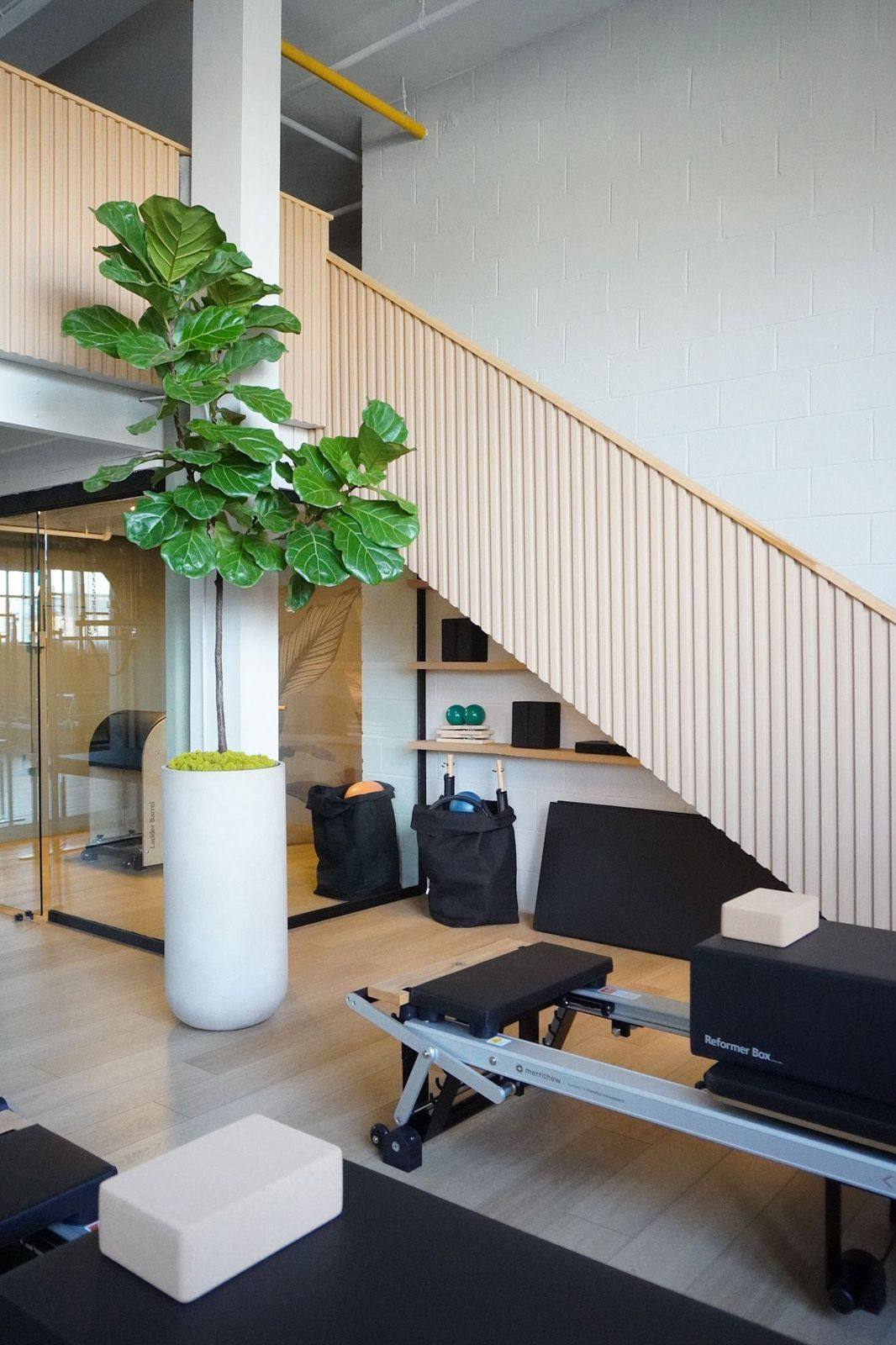 The private Pilates studio at Leaside Pilates with Cadillac trapeze table and arched detailing